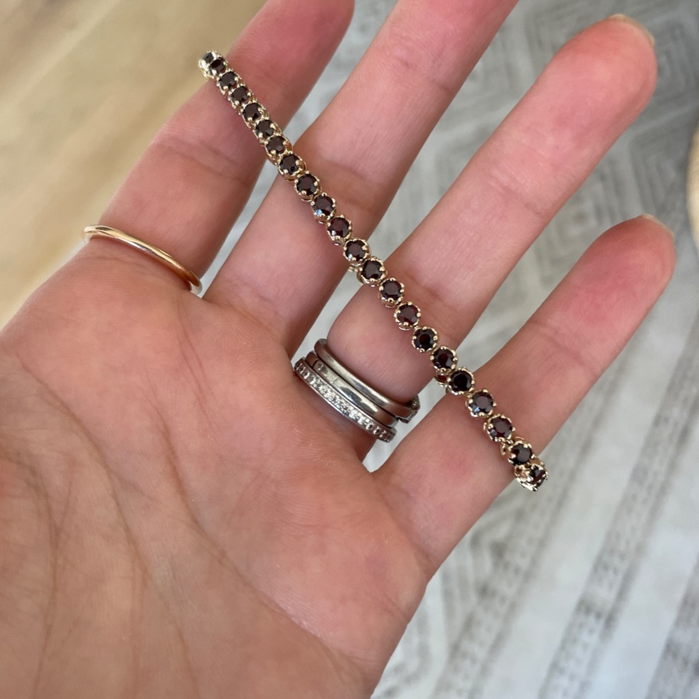 Garnet & Gold Tennis Bracelet